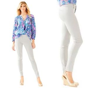 Lilly Pulitzer Chantal Stretch Dinner Pant 6 Palm Beach Gray